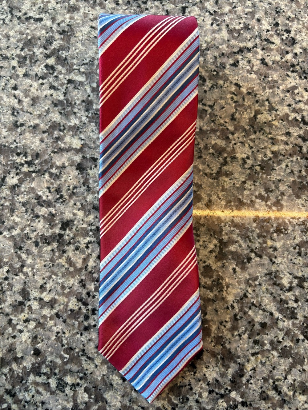 Ermenegildo Zegna Red and Blue Striped Tie Silk Cotton Made in Italy